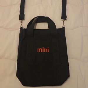 Black Mini Crossbody Bag with Orange Logo